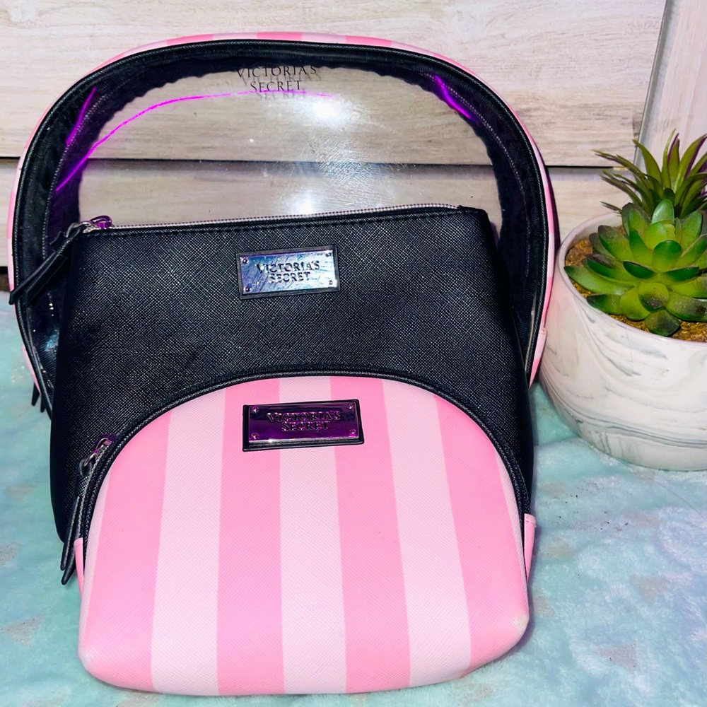 three Victoria’s Secret cosmetic bags